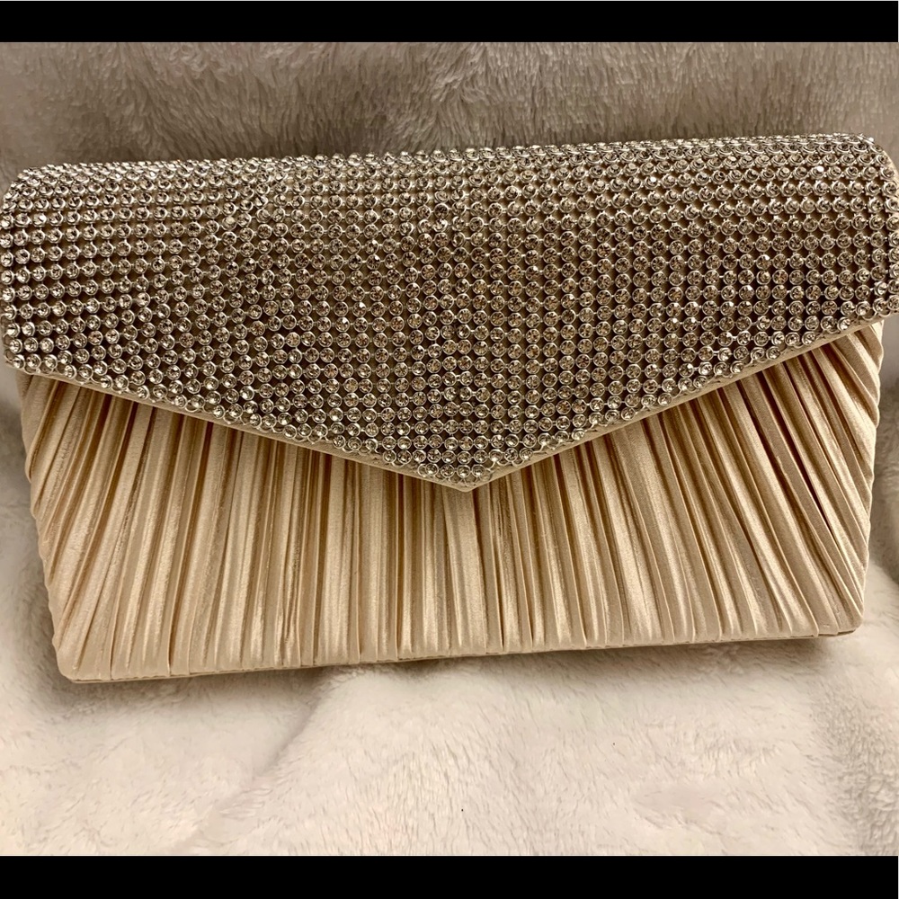 Jessica McClintock Satin Rhinestone Clutch